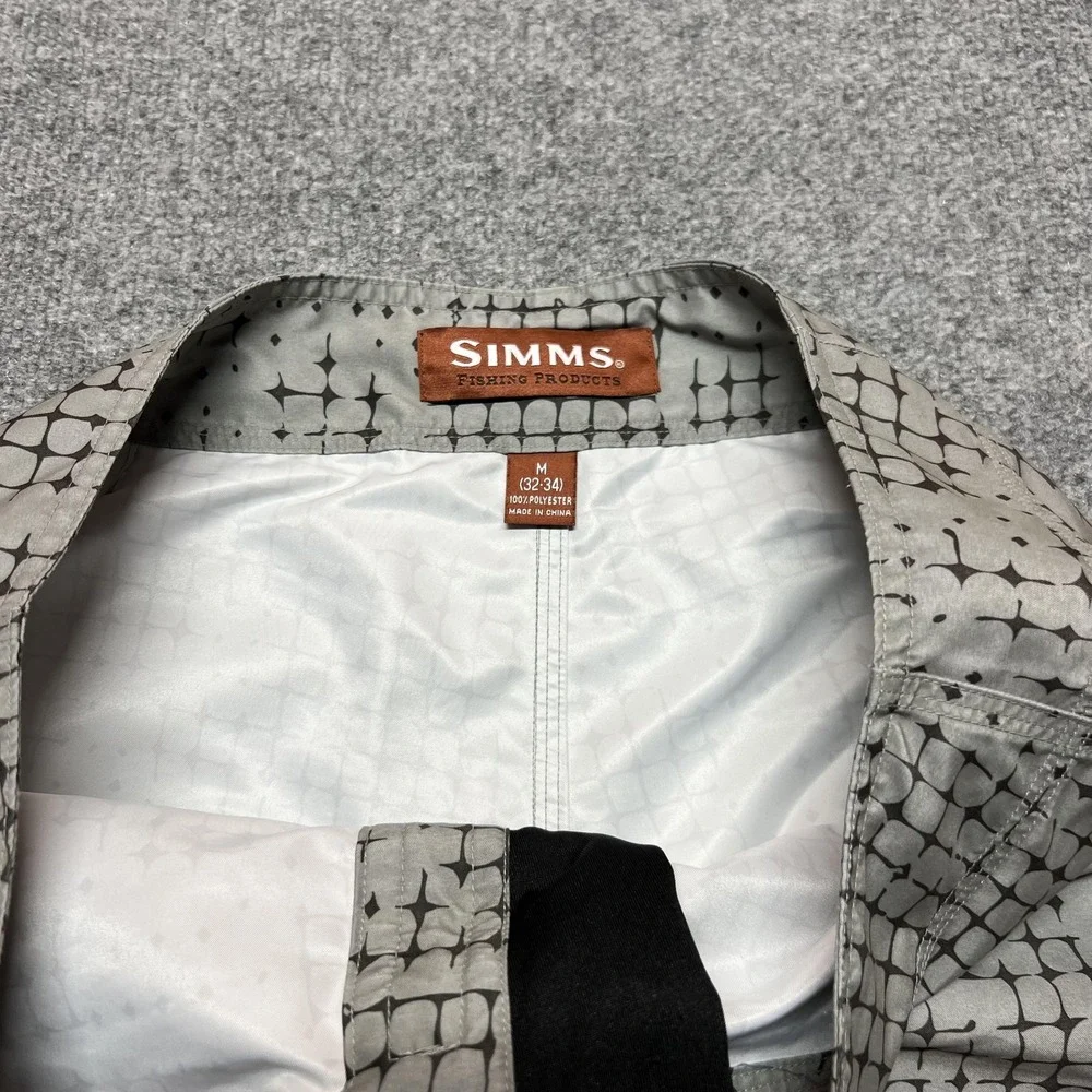 Simms Board Shorts Mens Medium Gray Geometric Swim Trunks Quick Dry Pockets